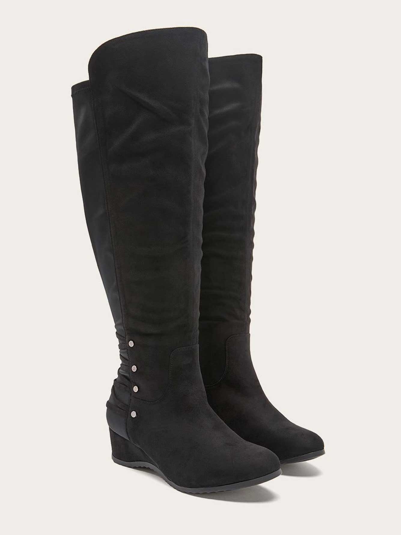 Bottes hautes en similicuir avec clous métalliques, mollets extra larges Penningtons