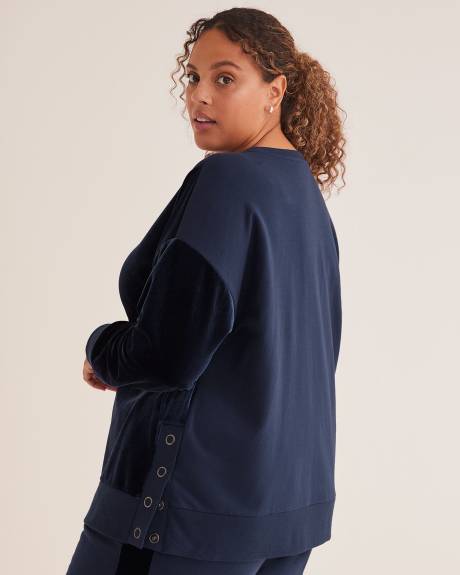 Velvet and French Terry Crewneck Top - Active Zone