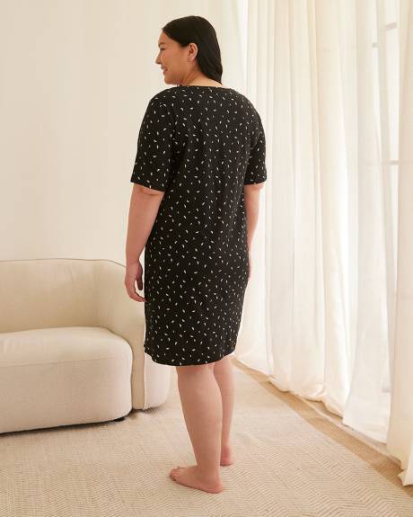 Chemise de nuit à motif de feuilles et manches mi-longues - ti VOGLIO