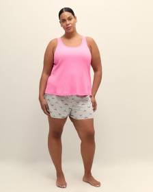 Ensemble de pyjama camisole et boxer en tricot côtelé rose - ti Voglio