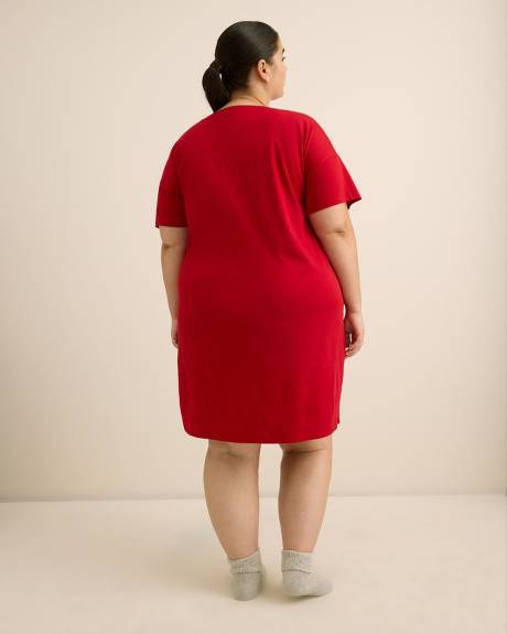 Chemise de nuit rouge à manches courtes de Snoopy - ti Voglio