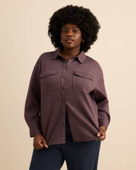 Buttoned-Down Stretch Knit Shirt