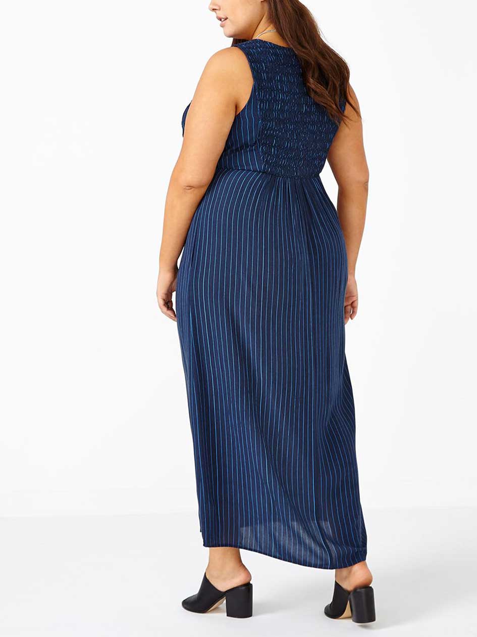 d/c JEANS Sleeveless Striped Smocked Dress Penningtons