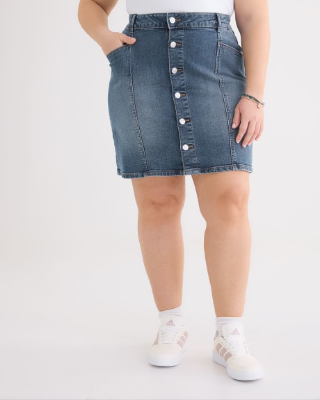 Responsible, Mini Denim Panelled Skirt, Medium Wash - d/C JEANS