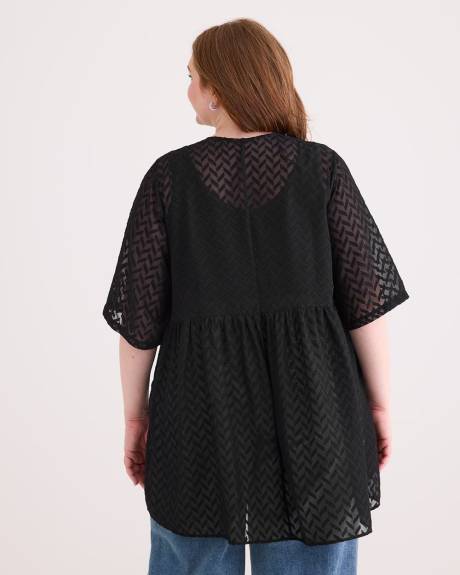 Tunique kimono unie en jacquard tissé