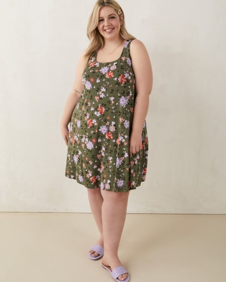 Responsible, Sleeveless Swing Dress with Square Neckline