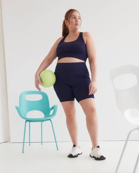 Ribbed Crop Top with Multi-Strap Back - Active Zone
