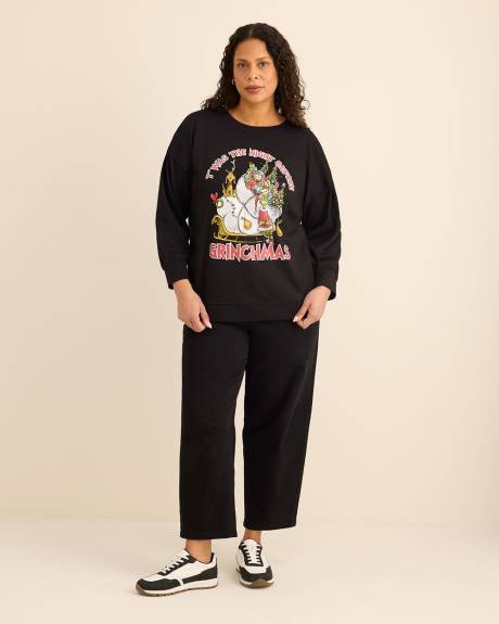 Pull noir à col rond avec imprimé du Grinch