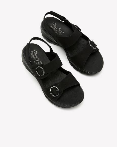 Wide Width, Black Easy Going Double-Buckle Sandal - Skechers
