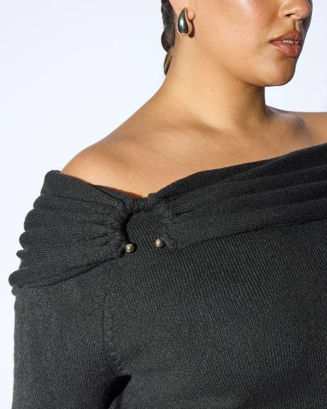 Meredith Shaw x PENN - Black Cold-Shoulder Sweater