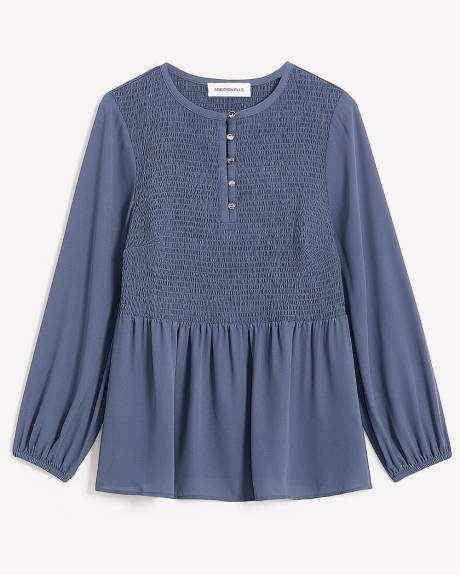 Responsible, Long-Sleeve Blouse with Smocking - Addition Elle