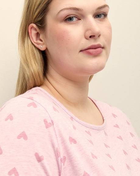 Chemise de nuit en tricot chiné à motif de coeurs - ti Voglio