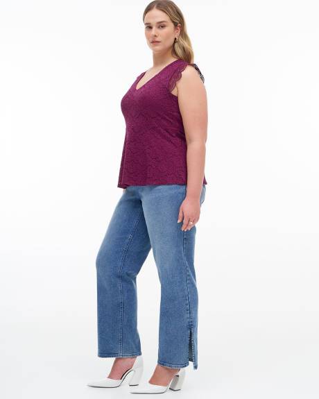 V-Neck Lace Knit Top - Addition Elle