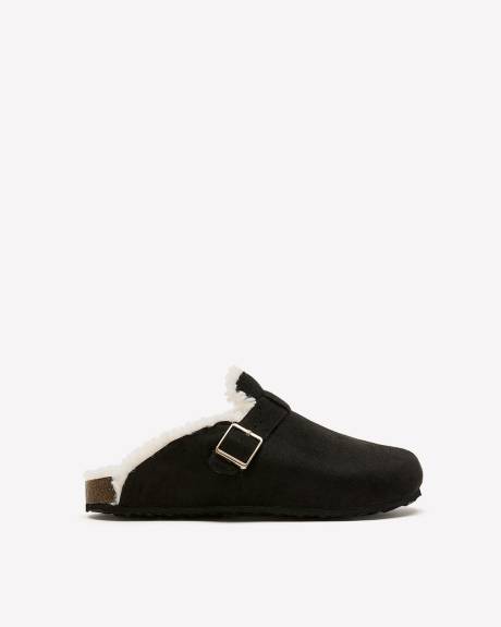 Extra-Wide Width, Faux-Suede Clog with Sherpa Lining