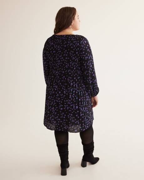 Responsible, Foral Pleated V-Neck Dress
