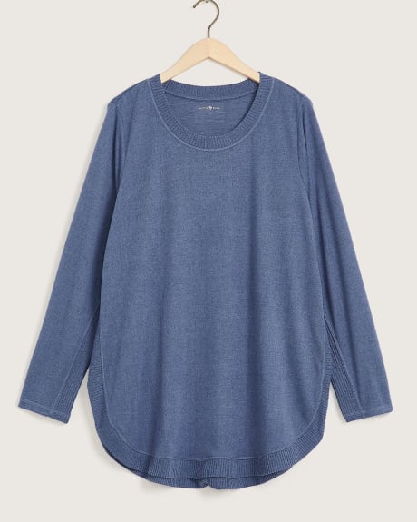 Long-Sleeve Brushed Knit Tunic with Side Rib - Active Zone
