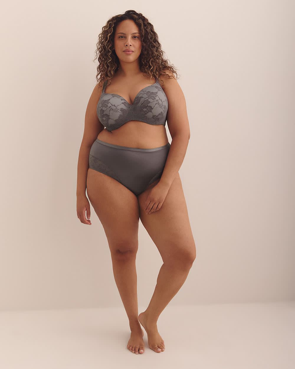Light Control Grey Full Brief with Mesh - Déesse Collection