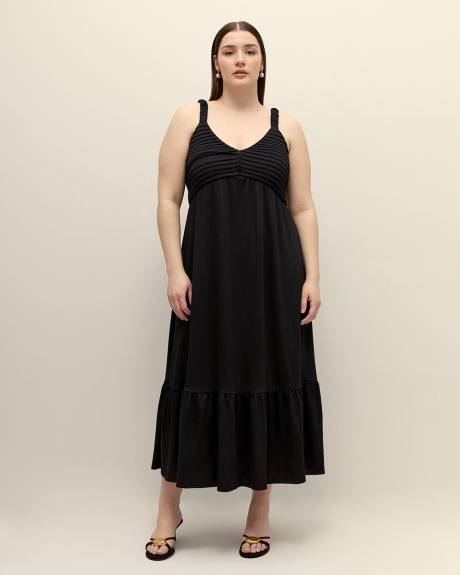 Sleeveless Pleated Maxi Dress with Back Smocking - Addition Elle