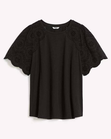 Haut en tricot à manches courtes à volants