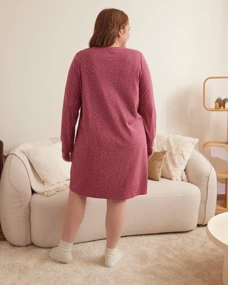 Dotted Long-Sleeve Short Sleepshirt - ti Voglio