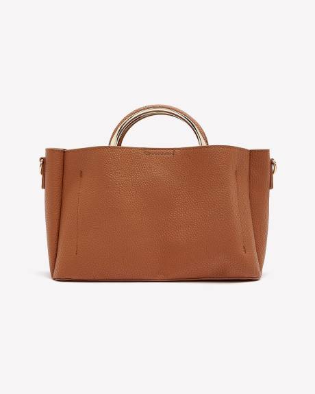 Mini Satchel Handbag in Pebble Faux Leather