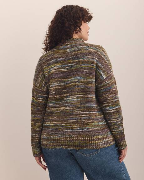 Pull en tricot chiné à col montant