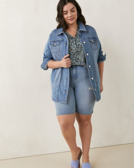 Responsible, 1948 Fit Denim Bermuda Shorts, Distressed Light Wash - d/C JEANS