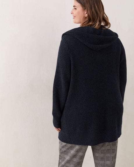 Marled Cotton Blend Hooded Cardigan - In Every Story