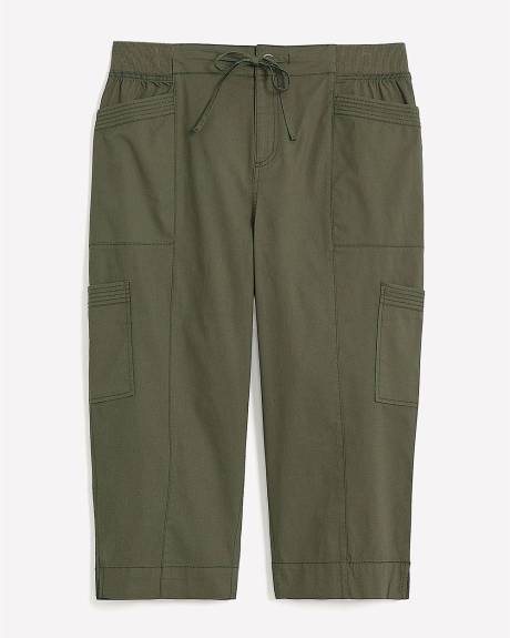 Cotton Capri with Ribbed Waistband