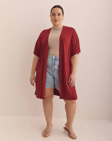 Long Cardigan with Short Kimono Sleeves