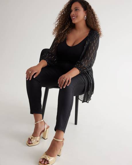Black Open Tunic Kimono Overpiece with Bracelet Sleeves