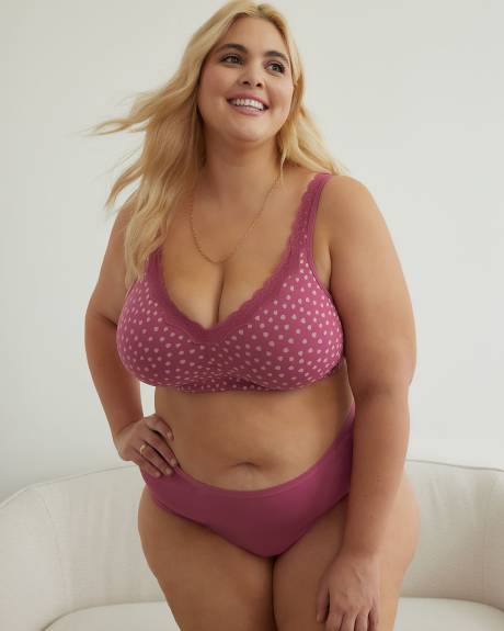 Soft Cup Wirefree Polka-Dot Bra with Lace Trim - ti Voglio