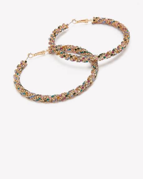 Large Golden Twisted Hoop Earrings