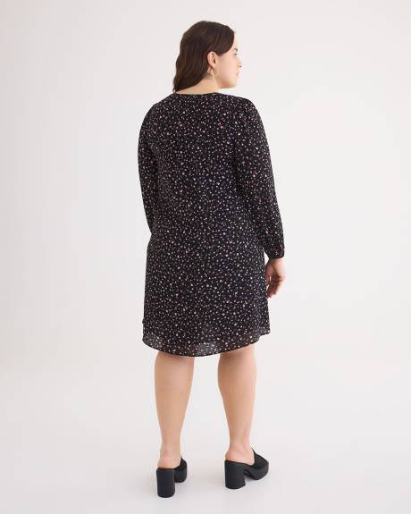 Long-Sleeve Swing Dress with Smocking
