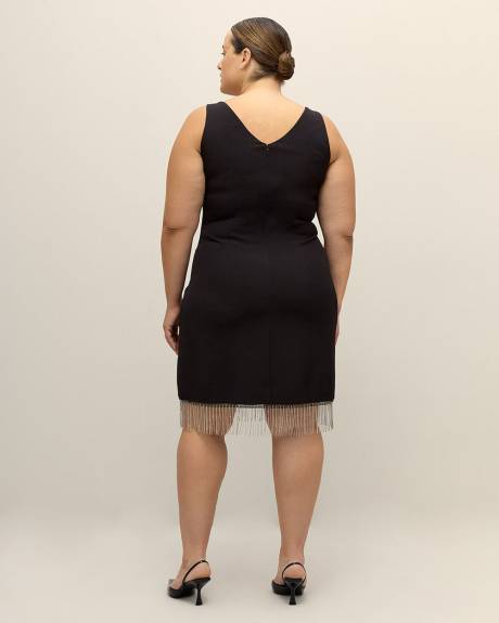 Robe noire sans manches avec franges ornées de pierres - Addition Elle