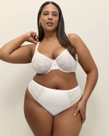 Soutien-gorge blanc non doublés avec broderie et maille, avec armatures - Déesse Collection