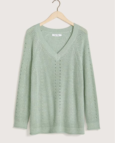 V-Neck Pointelle Sweater - In Every Story