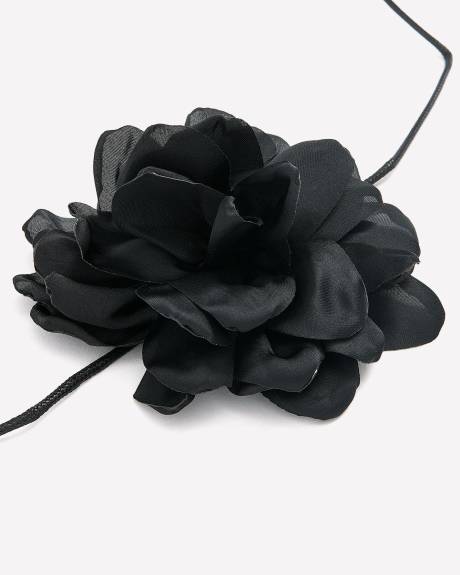 Black Corded Chocker with Flower