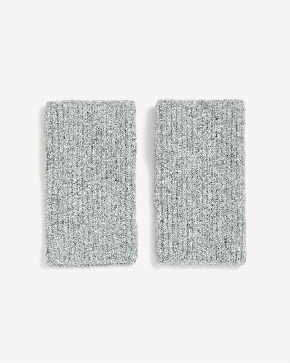 Heather Grey Ribbed Knit Fingerless Gloves