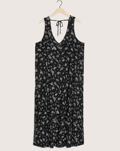 Sleeveless Cover Up Dress with Paisley Print