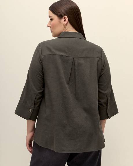 Cotton Blend Buttoned Down Shirt - Addition Elle