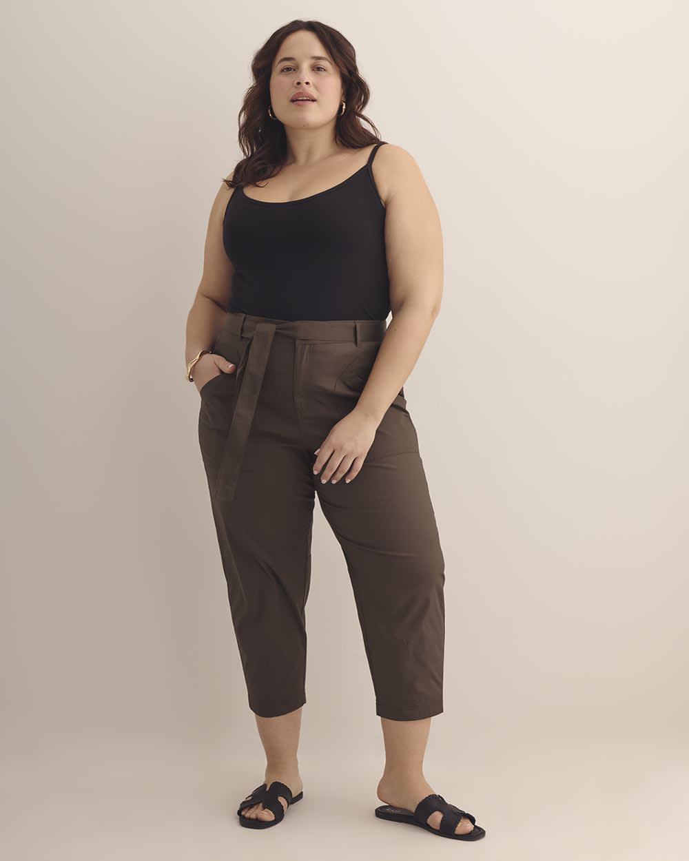 Cotton Cropped Barrel-Leg Pant
