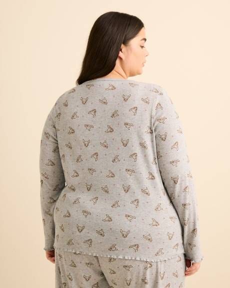 Heather Grey Bambi Long-Sleeve Pyjama Top - ti Voglio