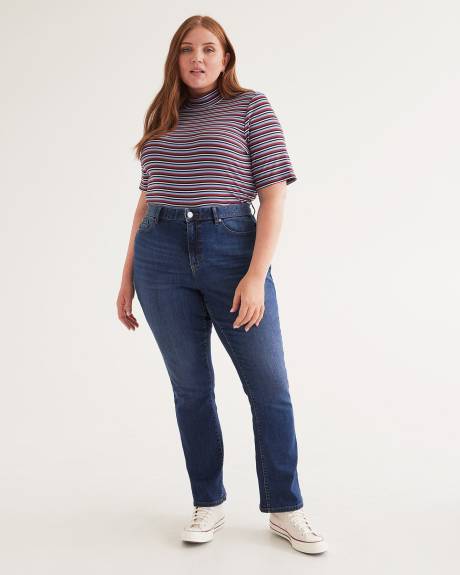 Jean à jambe évasée, coupe galbée petite, délavé foncé, tissu responsable - d/C JEANS