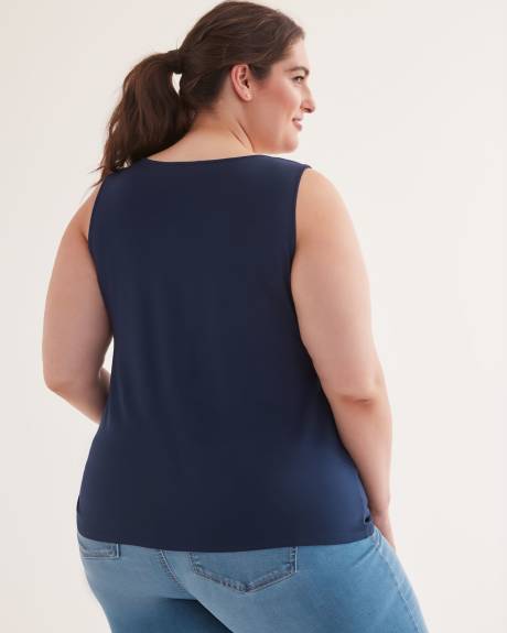 Blouse tunique sans manches à encolure en V, tissu responsable