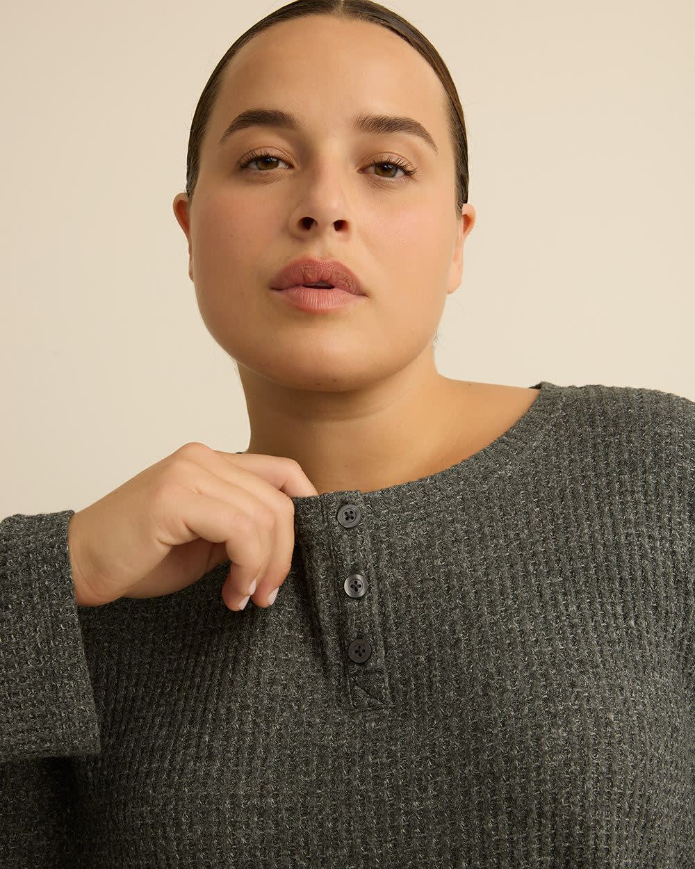 Haut de pyjama court à manches longues en tricot gaufré - ti Voglio Haut de pyjama court à manches longues en tricot gaufré - ti Voglio