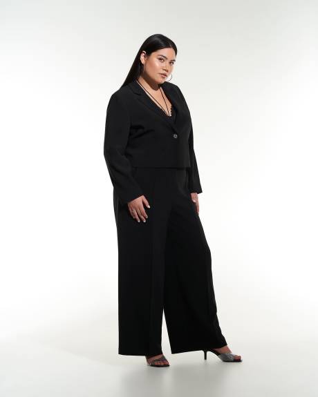 Black Blazer with Jewel Button - Addition Elle