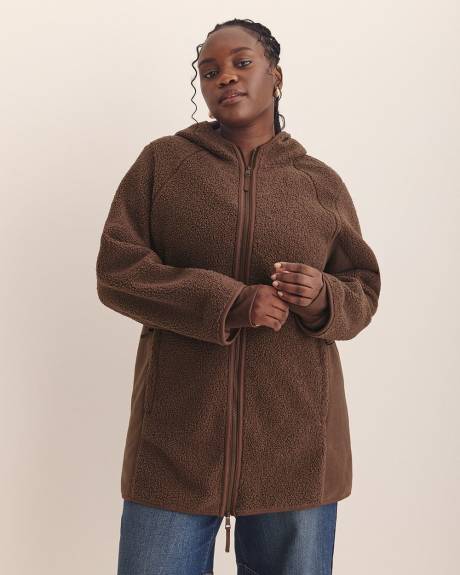 Long Hooded Sherpa Jacket - Active Zone