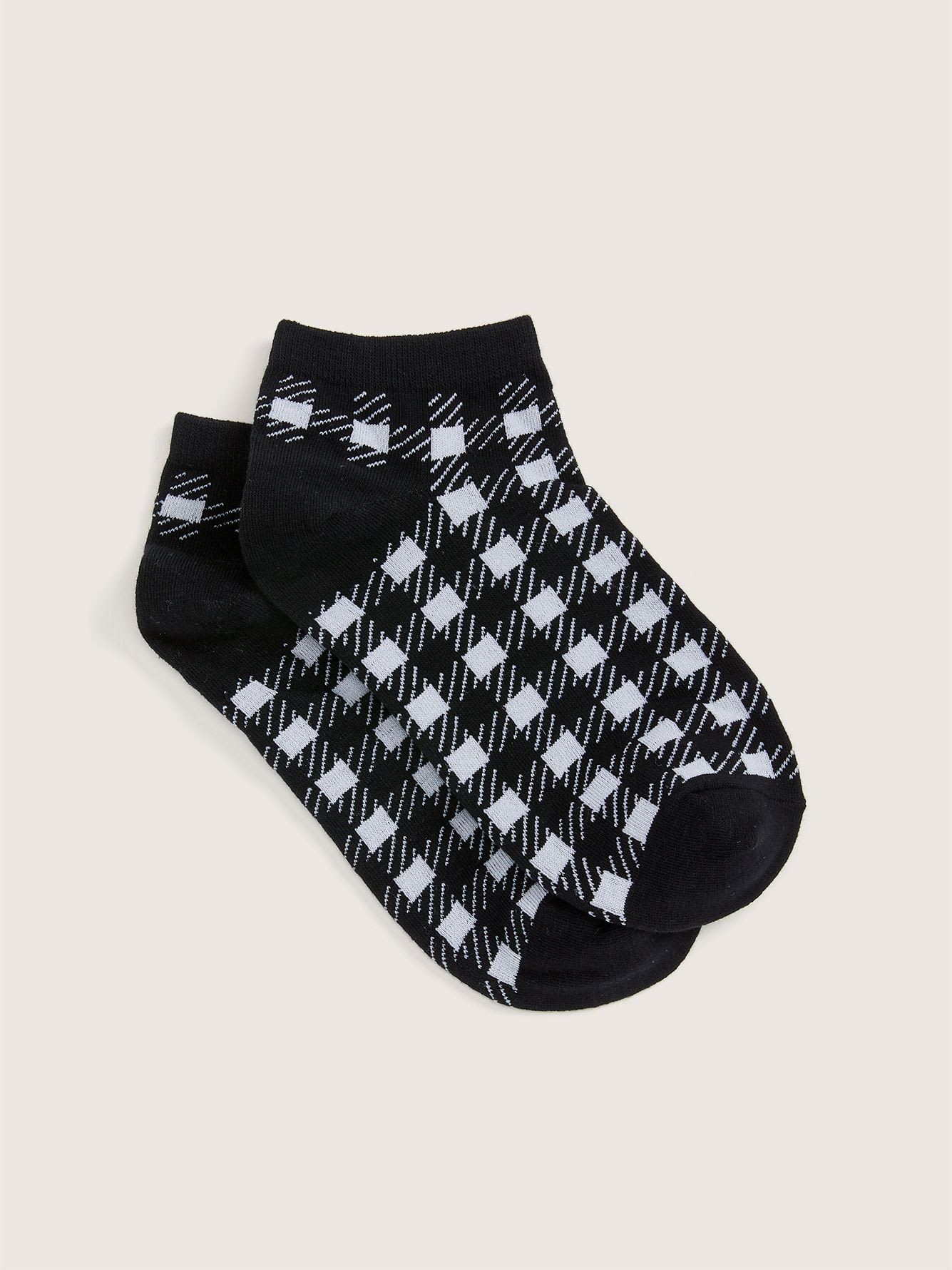 Ankle Socks, Vichy Print, 1-Pair