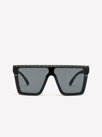 Studded Shield-Lens Plastic Sunglasses